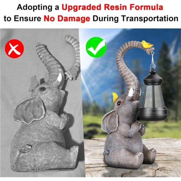 Solar Elephant Decor Statues Lights, Mothers Day Gifts - Picture 3 of 7